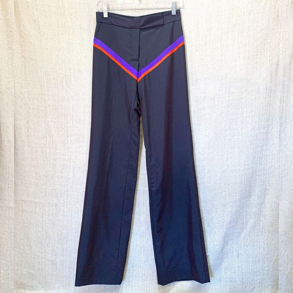 Copperwheat Blundell iridescent silk trousers w/ neon stripes sz US6/UK8/EU34
